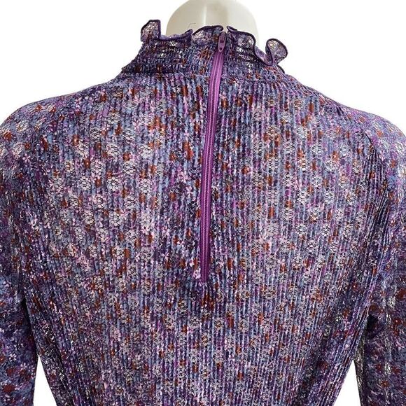 LIZ PETITES INC Vintage‎ Purple Foral Sheer SEE THRU 2-PC BLOUSE & SKIRT size 6! - Picture 8 of 12